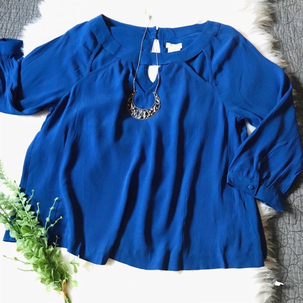 NWT Cooperative Blue ¾ Sleeves Cutout Blouse, S
